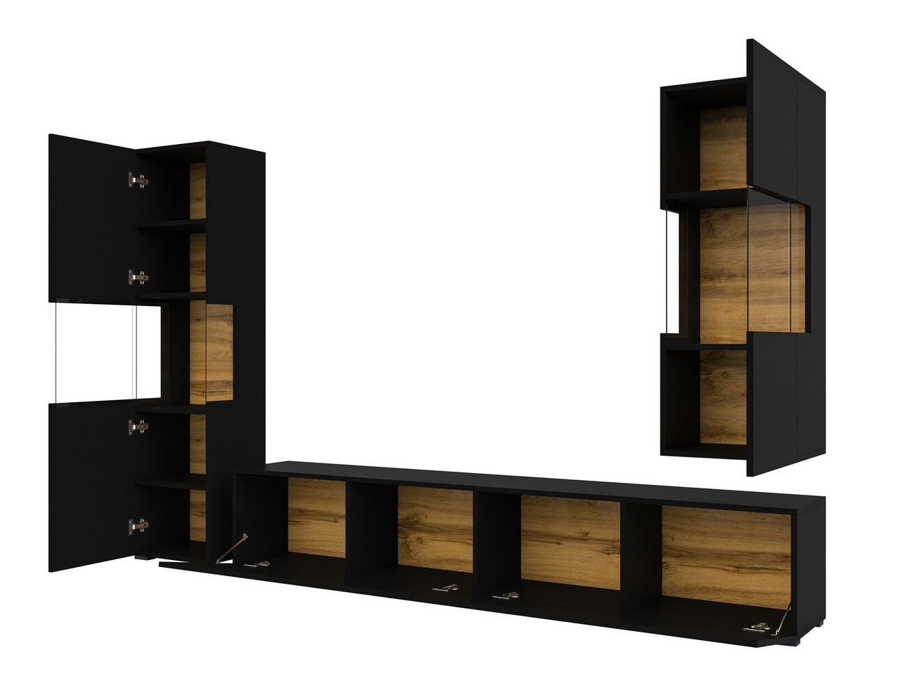 Nappali szett Revmiru 106 (Fekete + Wotan tölgy)