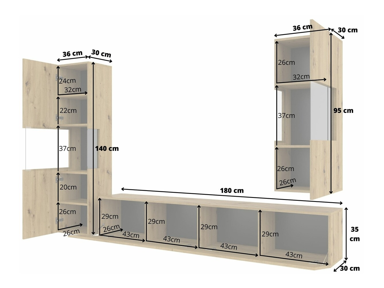 Nappali szett Revmiru 106 (Fekete + Wotan tölgy)