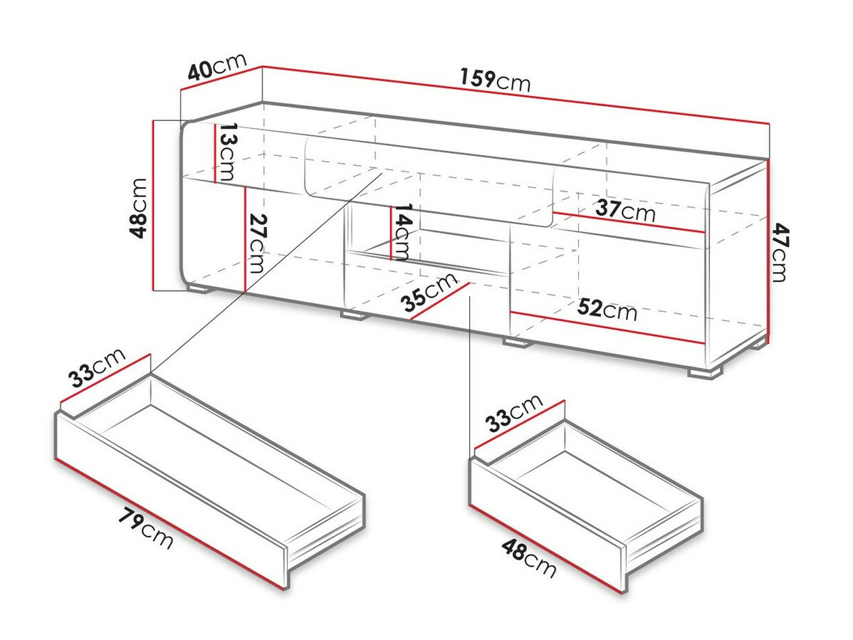 TV-állvány Torsone 101 (Fehér + Fényes fehér)