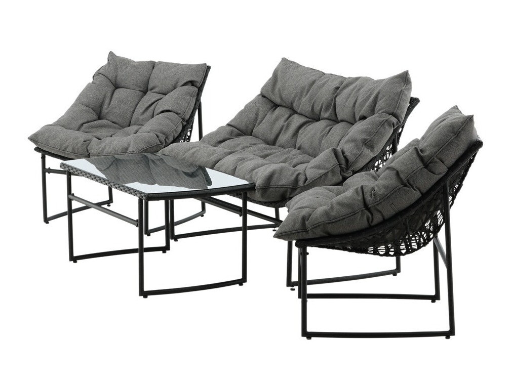 Kerti bútor Dallas 4732 (Fekete + Szürke)