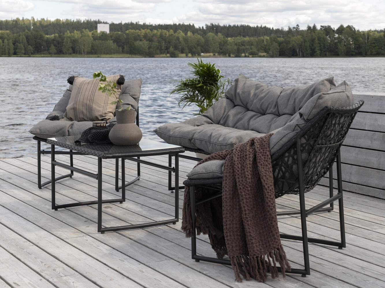 Kerti bútor Dallas 4732 (Fekete + Szürke)