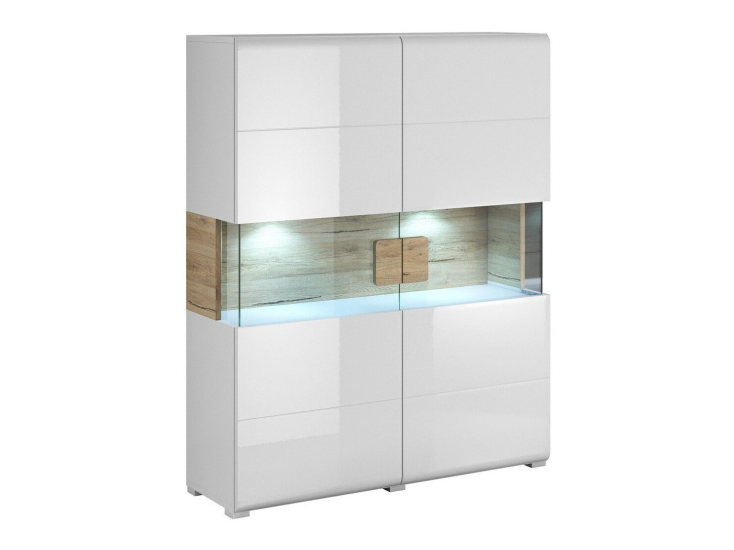 Könyvespolc Torsone 107 (Fehér + Fényes fehér + San remo tölgy)