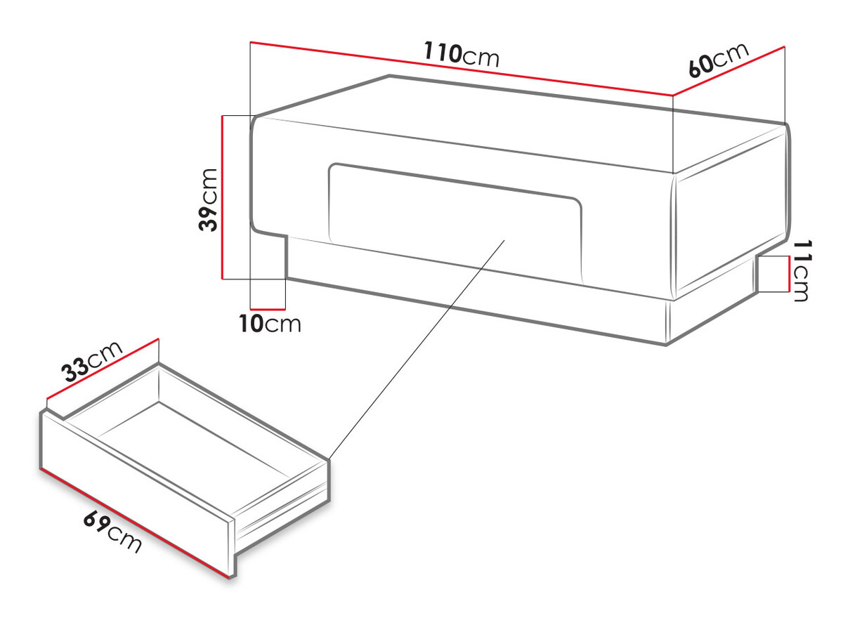 Dohányzóasztal Torsone 111 (Fehér + Fényes fehér)