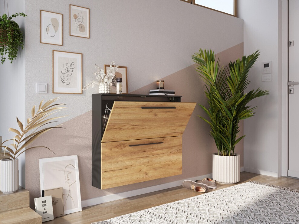 Cipőtároló Sacramento 349 (Navarra tölgy + Grafit)