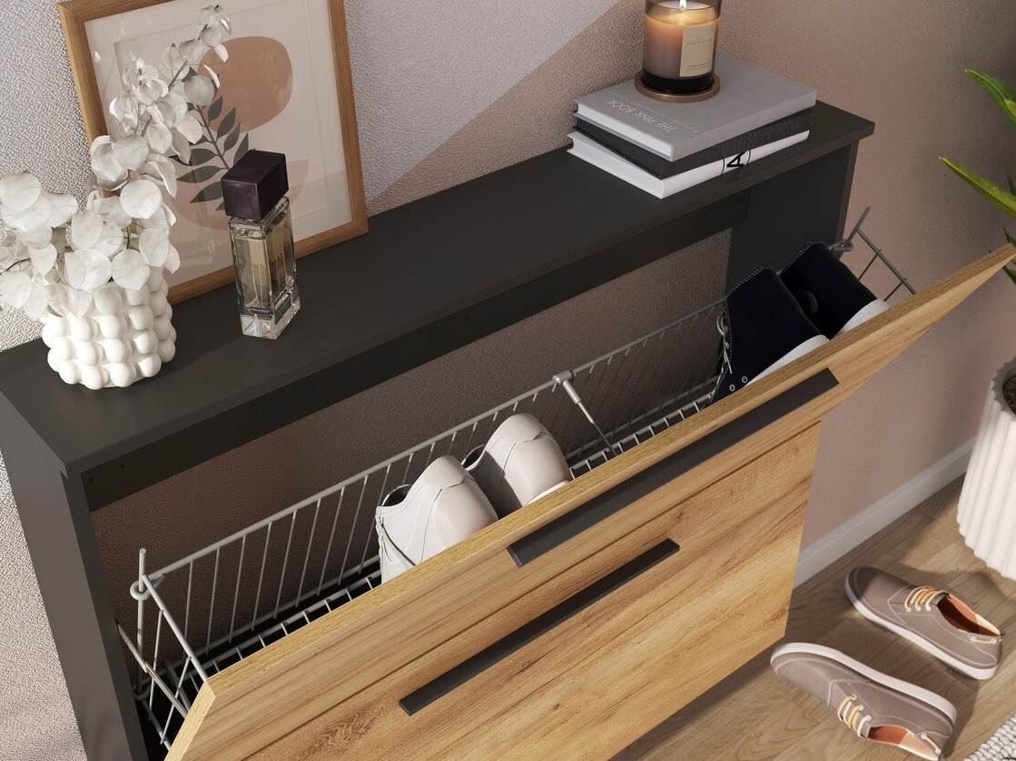 Cipőtároló Sacramento 349 (Navarra tölgy + Grafit)