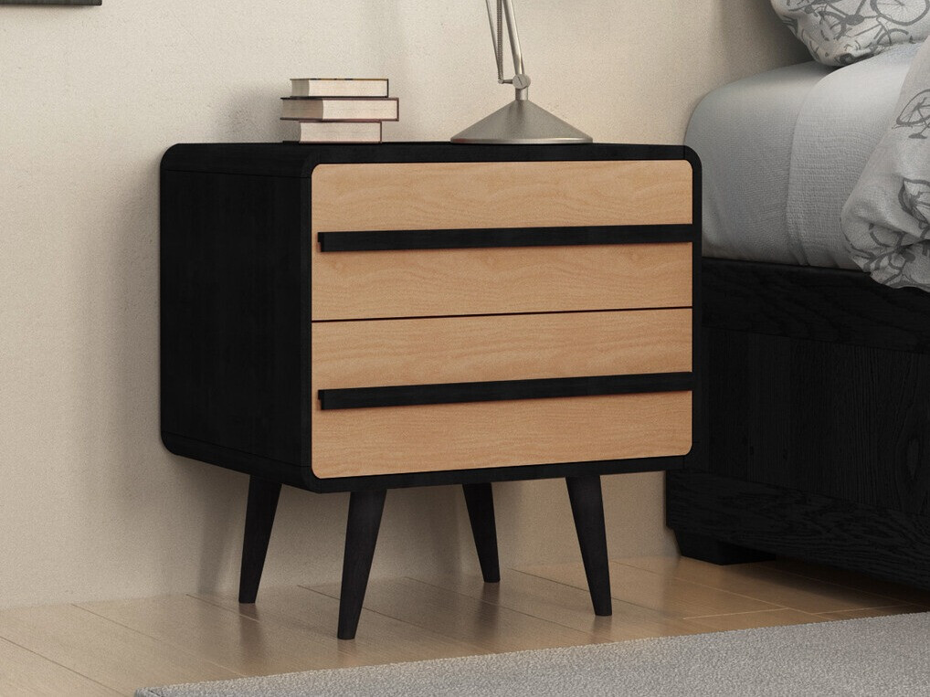 Éjjeliszekrény Denton 567 (Fekete + Tölgy)
