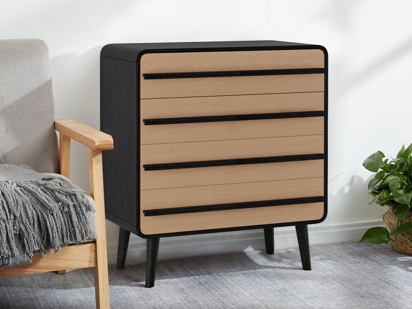 Komód Denton 566 (Fekete + Tölgy)