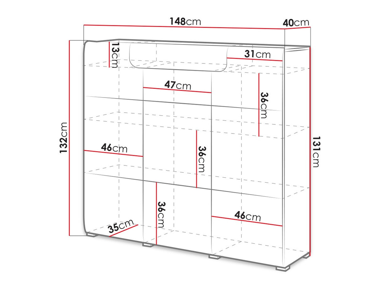 Komód Torsone 112 (Fehér + Fényes fehér + San remo tölgy)