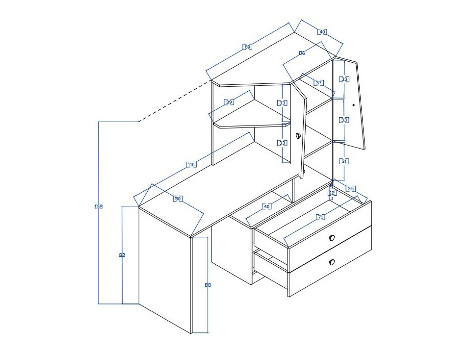 Íróasztal Mirelbu 110 (Artisan tölgy + Fényes fehér)