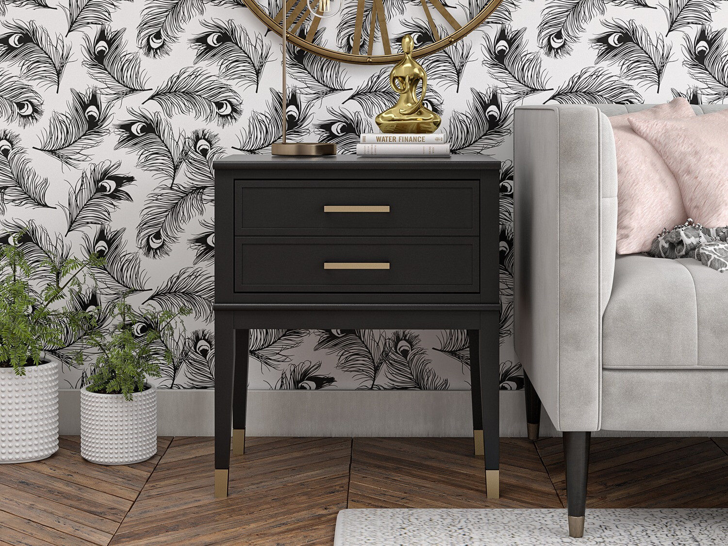 Éjjeliszekrény CosmoLiving by Cosmopolitan Belromu 104 (Fekete)