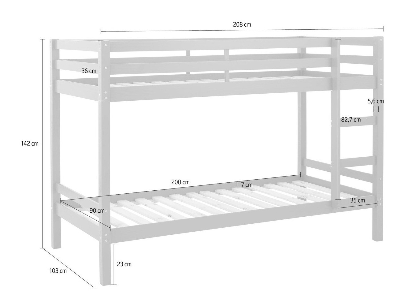 Emeletes ágy Ruvfiva 100 (Fehér)