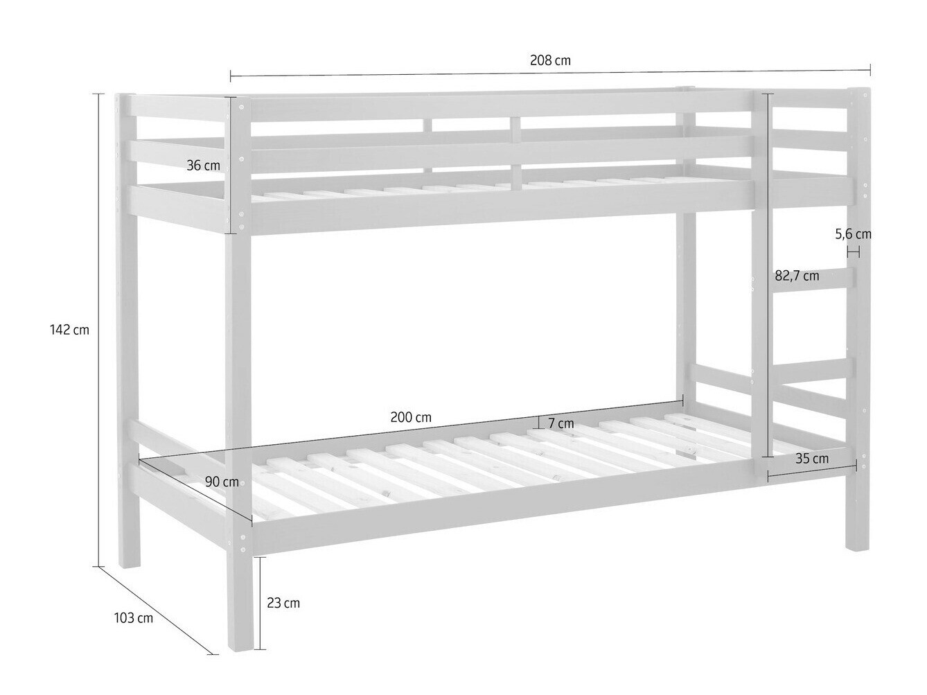Emeletes ágy Ruvfiva 100 (Világosbarna)