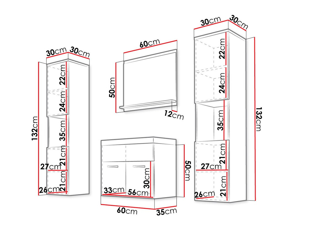 Fürdőszobai garnitúra Sarasota 123 (Wotan tölgy)