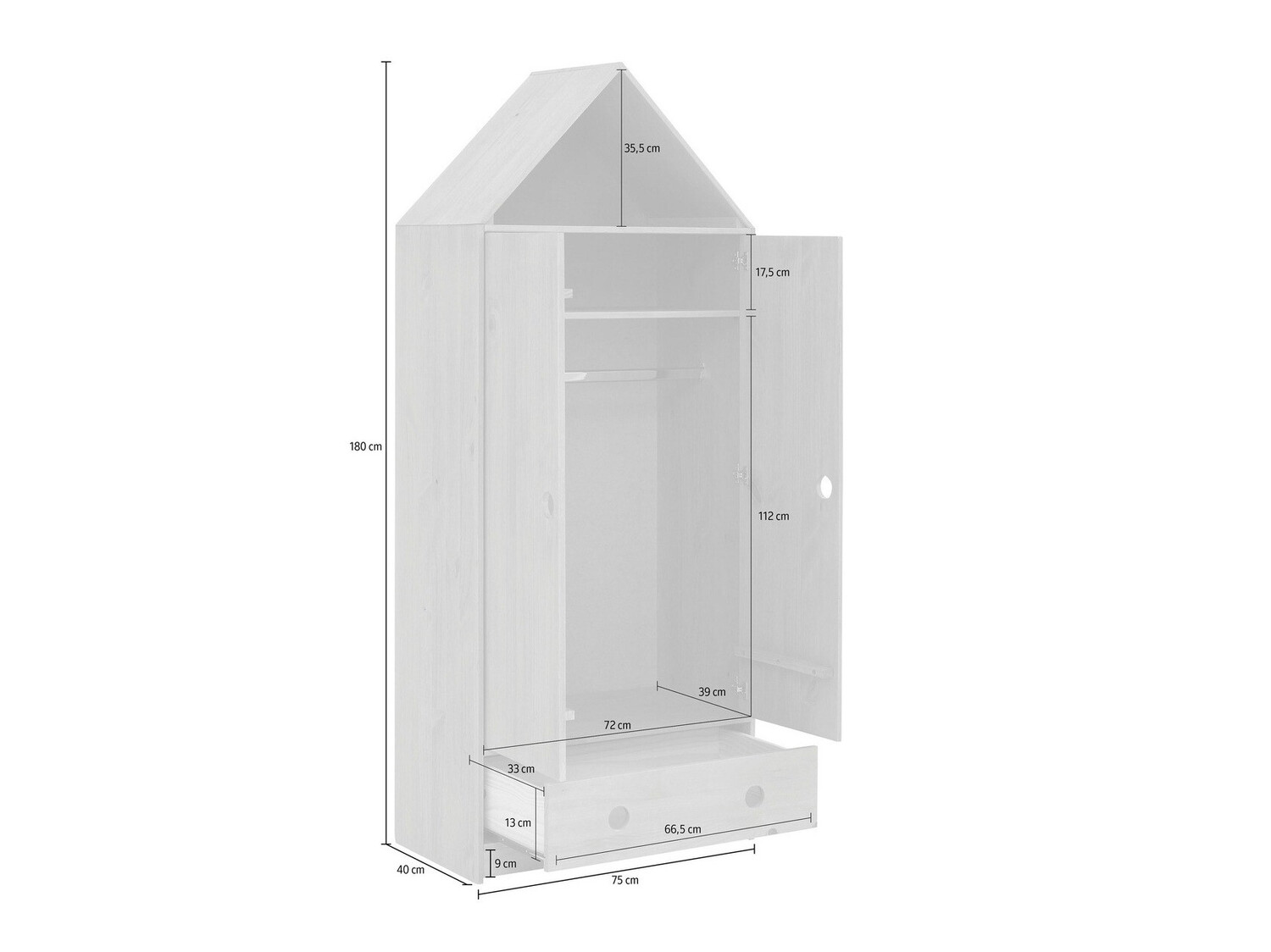 Gardróbszekrény Ruvfiva 119 (Fenyő)