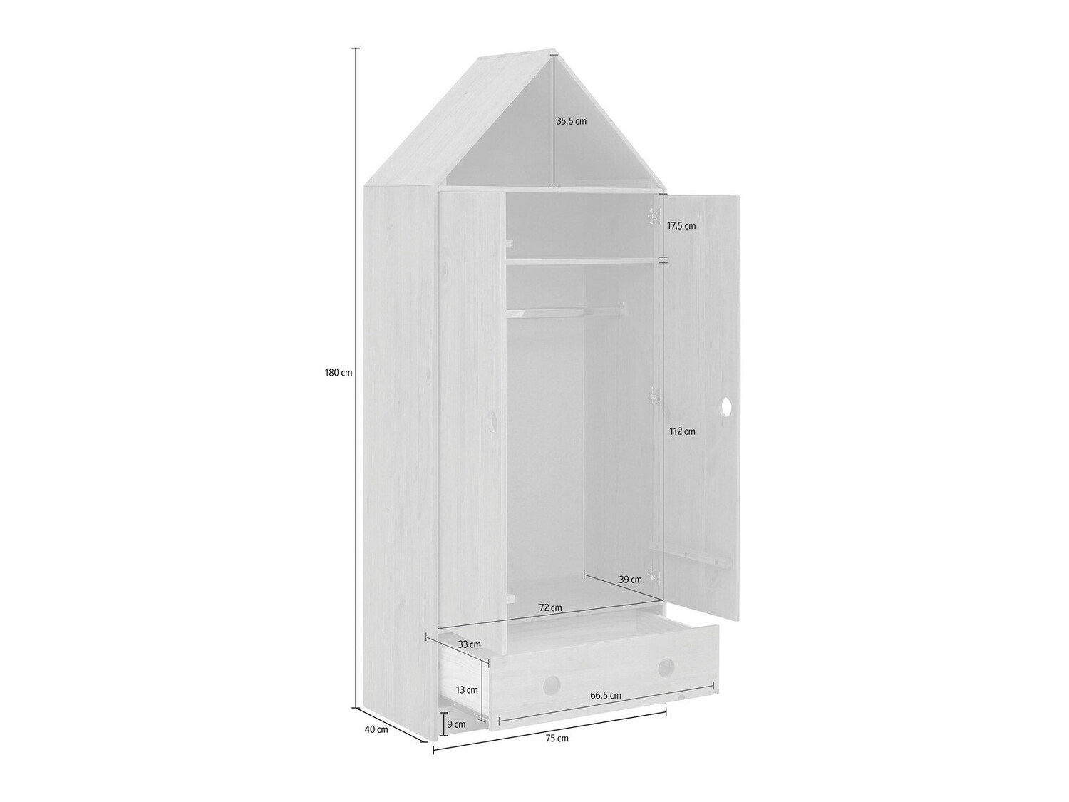 Gardróbszekrény Ruvfiva 119 (Szürke)