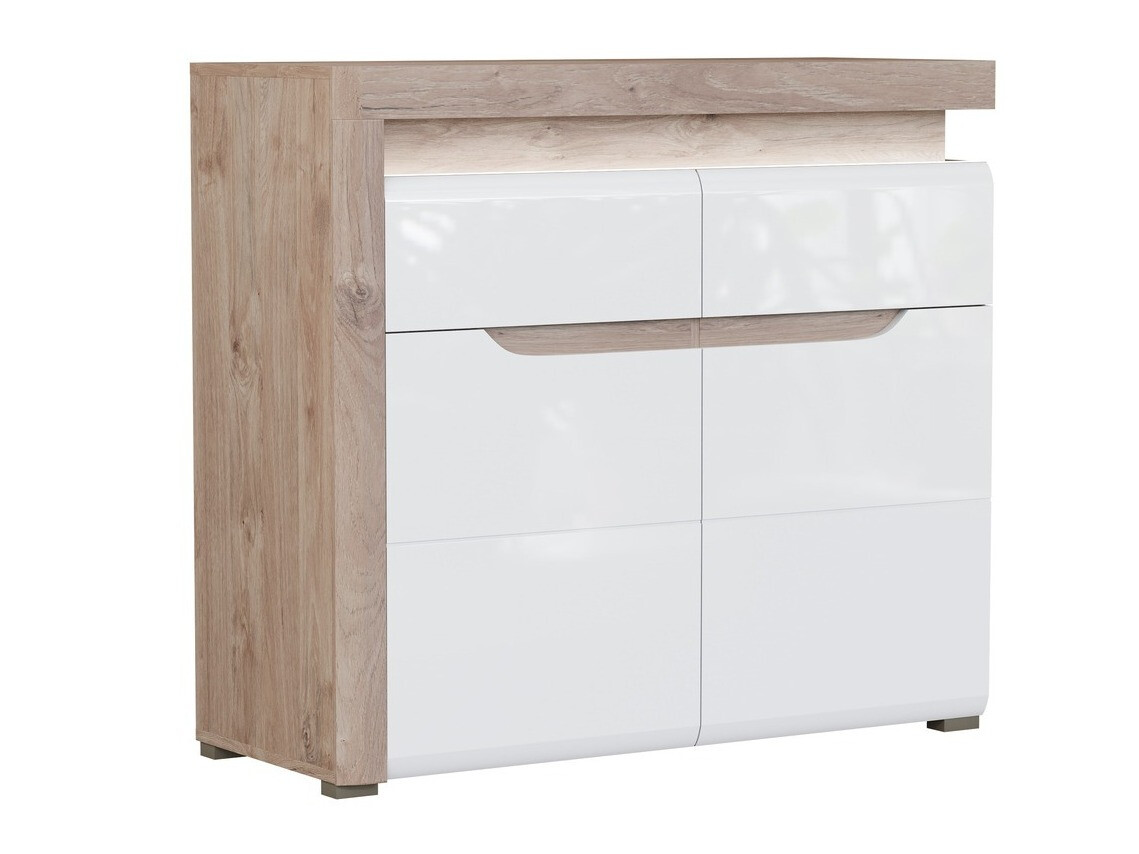 Komód Revelmi 102 (Tölgy + Fényes fehér)