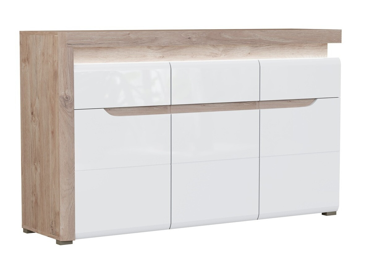 Komód Revelmi 103 (Tölgy + Fényes fehér)
