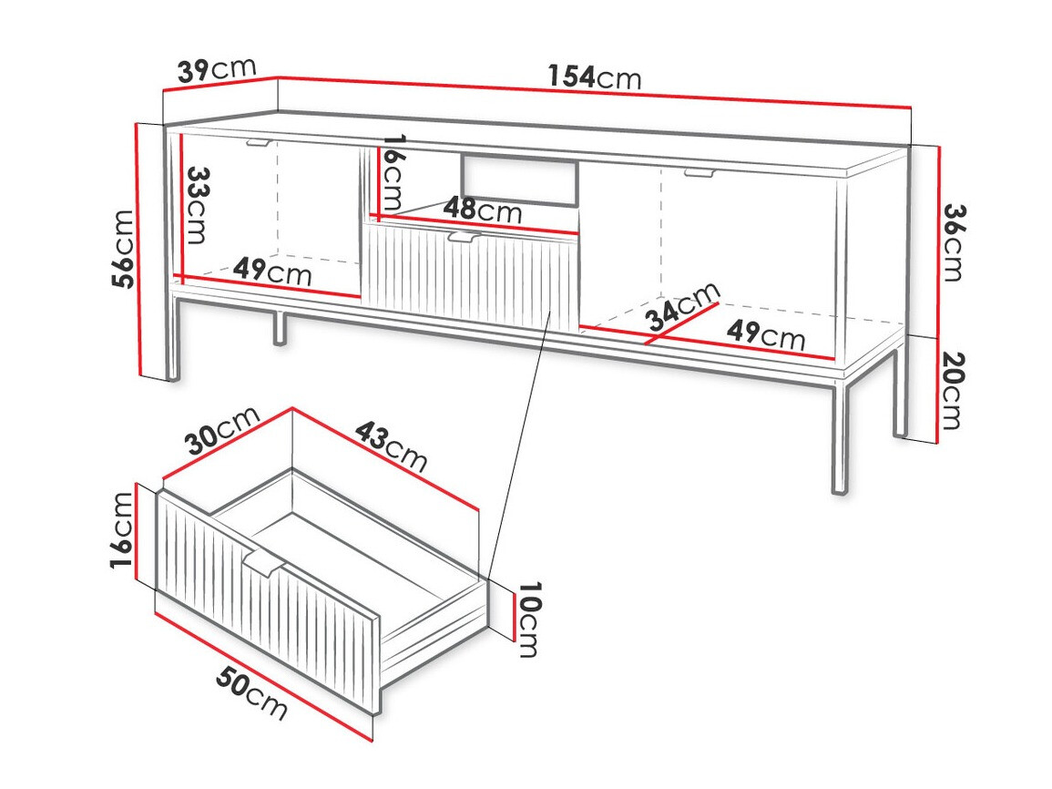 TV-állvány Lima L103 (Szürke + Fekete)