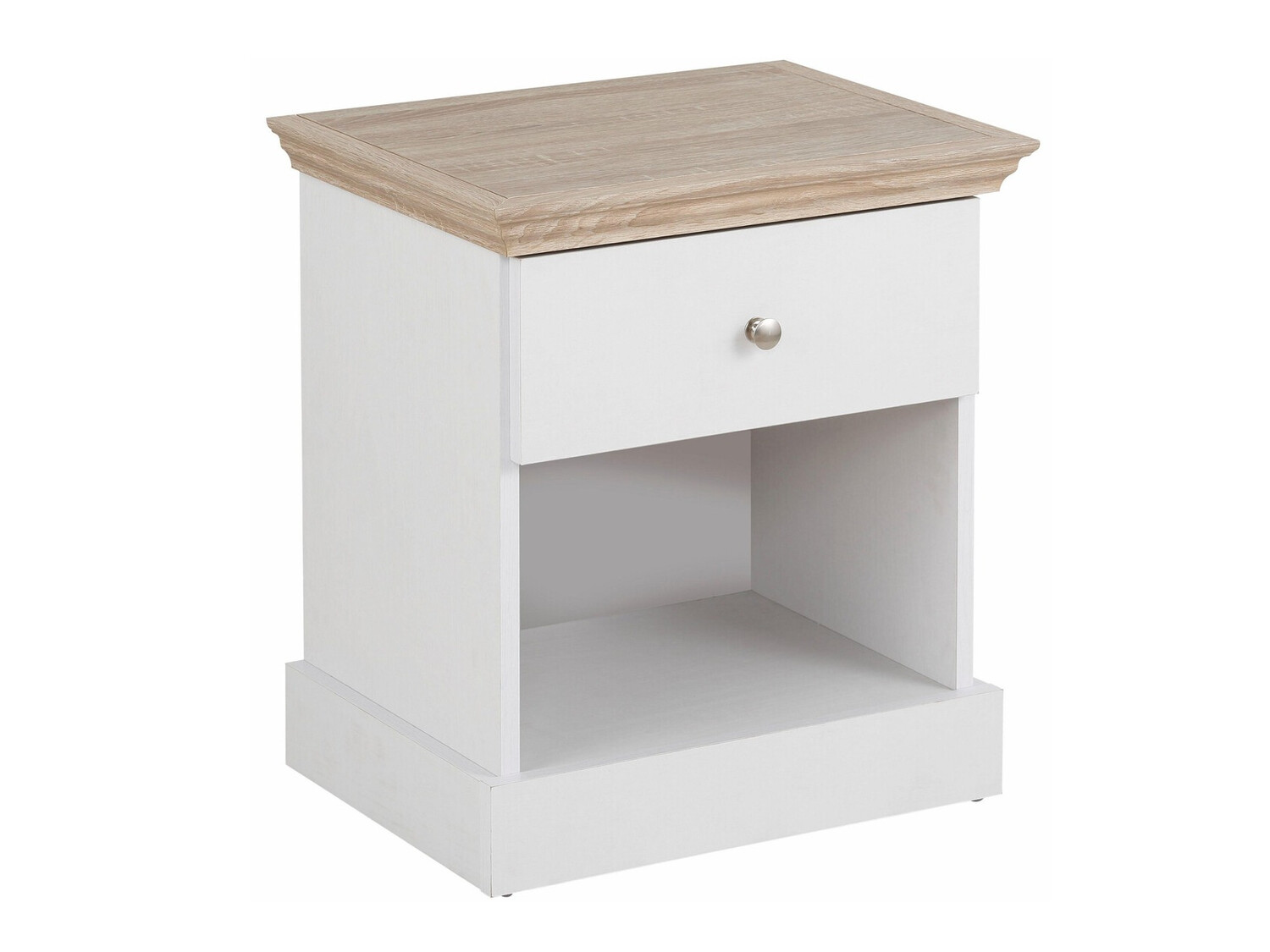 Éjjeliszekrény Lirveri 111 (Fehér + Világos tölgy)