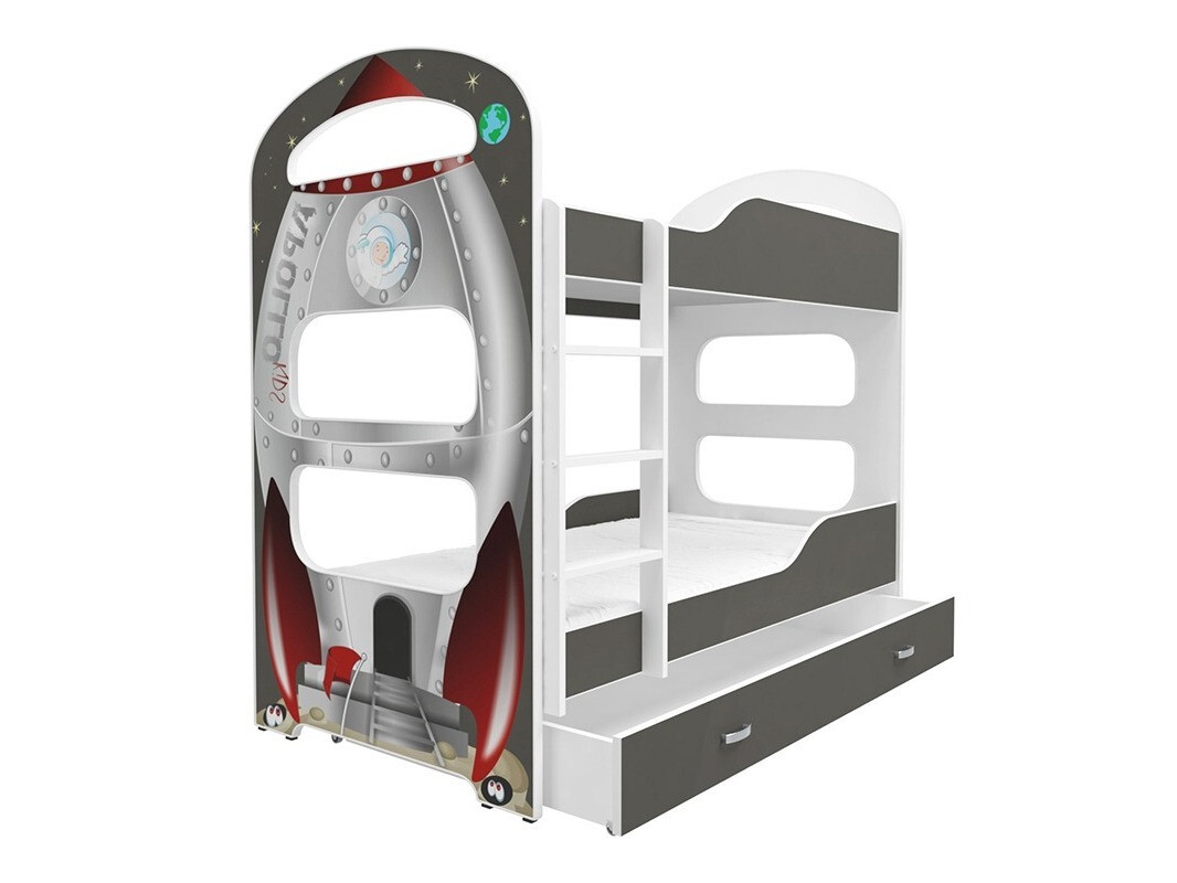 Emeletes ágy Aurora 116 (Fehér + Szürke)