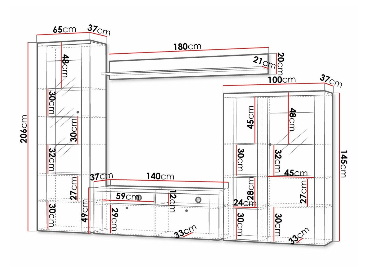 Nappali szett Salelbo 100 (Világos vörösfenyő + Triufel tölgy)