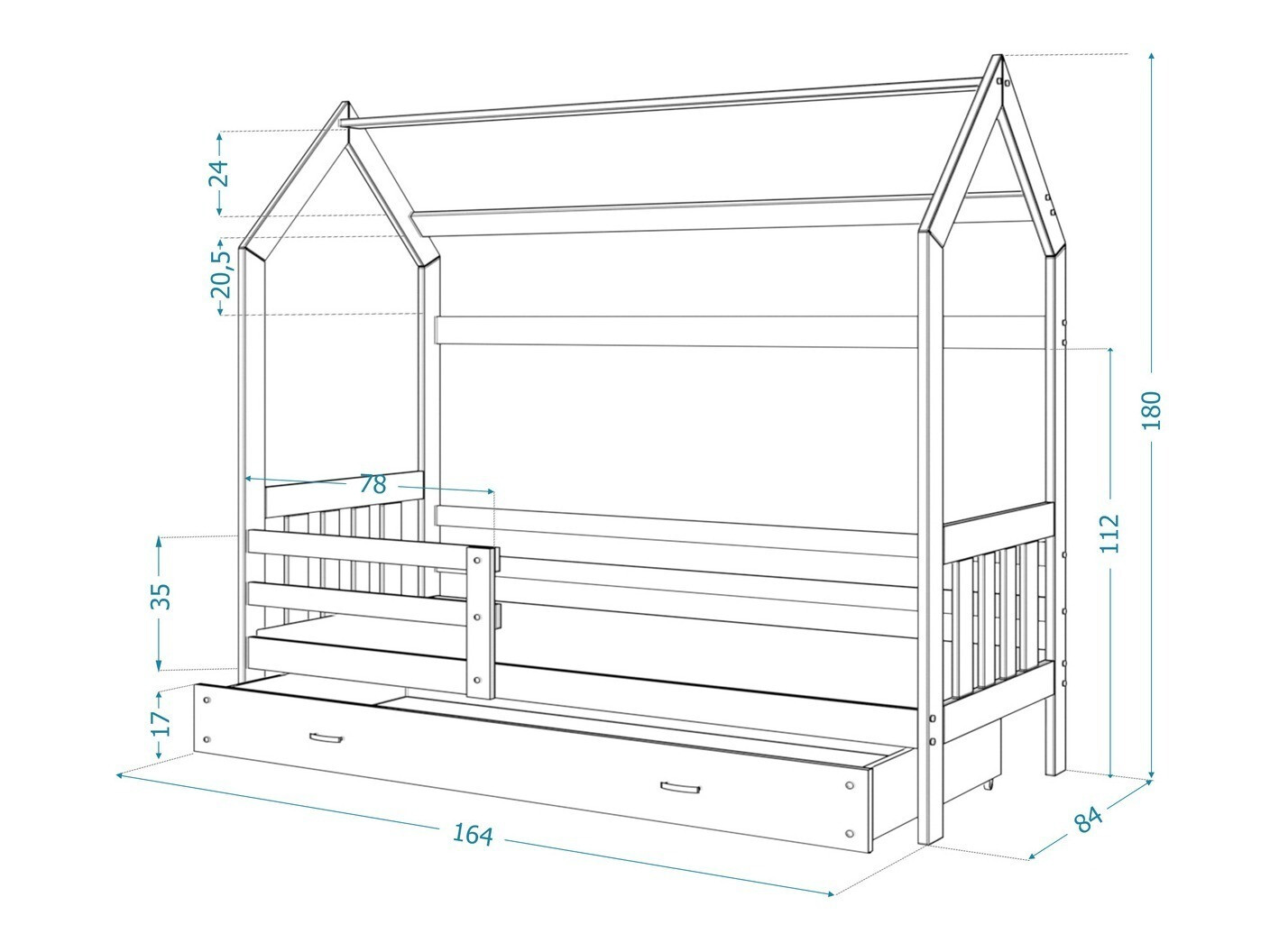 Ágy Aurora 122 (Fenyő)