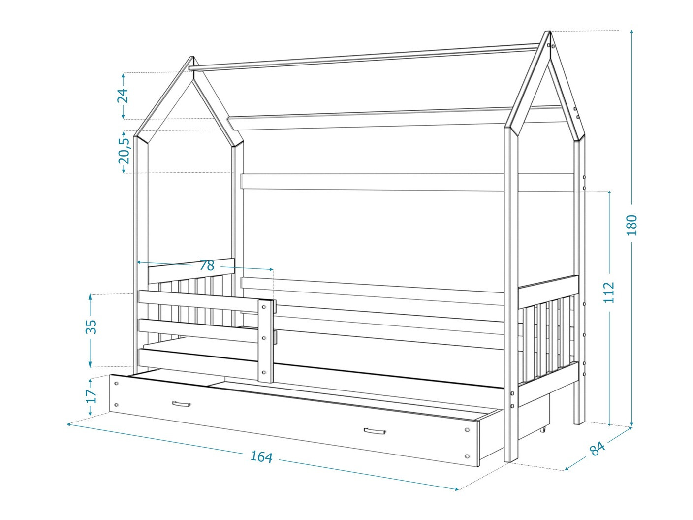 Ágy Aurora 122 (Szürke)