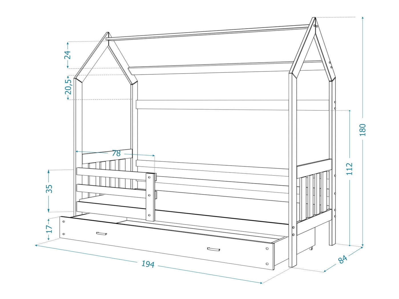 Ágy Aurora 123 (Szürke)