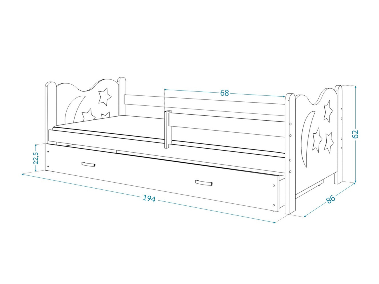 Ágy Aurora 124 (Fehér)