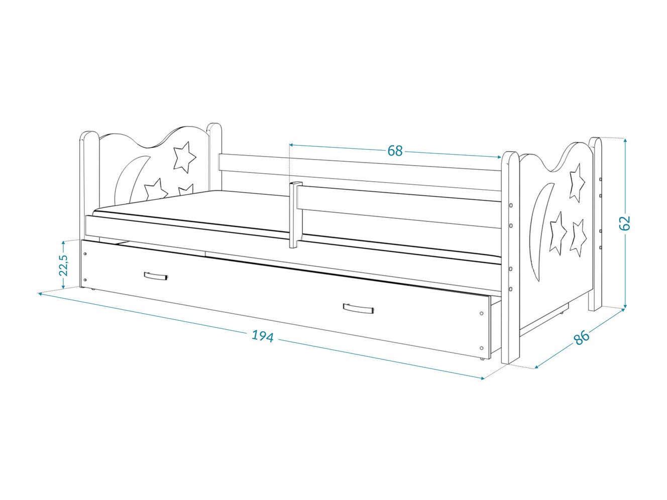 Ágy Aurora 124 (Szürke)