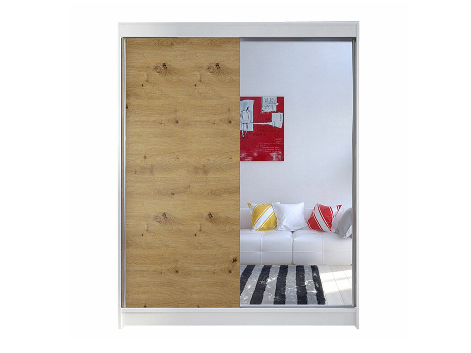 Gardróbszekrény Closico 140 (Fehér + Artisan tölgy)