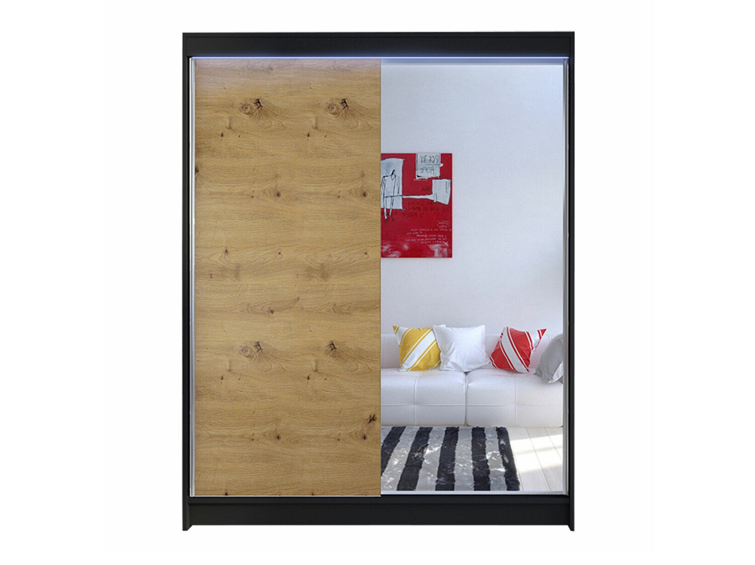 Gardróbszekrény Closico Vastor I (Fekete + Artisan tölgy)