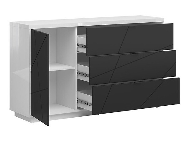 Komód Fivale 100 (Fényes fehér + Matt fekete)