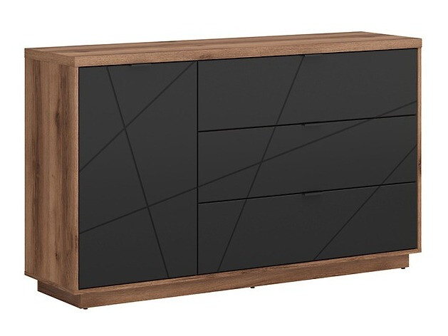 Komód Fivale 100 (Sötét delanói tölgy + Matt fekete)