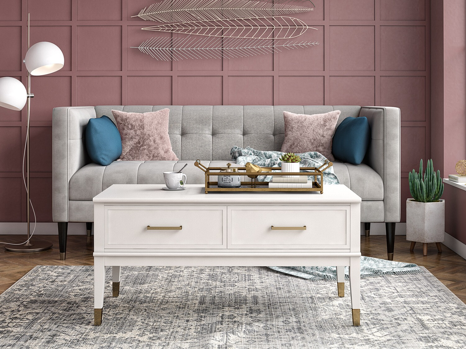 Kihajtható dohányzóasztal CosmoLiving by Cosmopolitan Belromu 105 (Fehér)