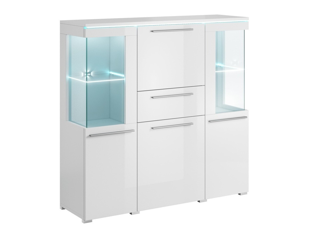 Komód Torvire 115 (Fehér + Fényes fehér)