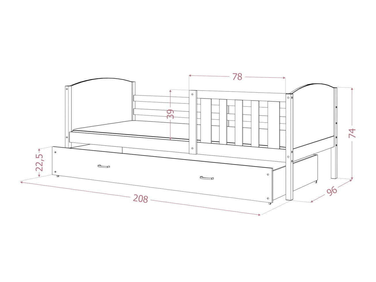 Ágy Aurora 131 (Szürke)