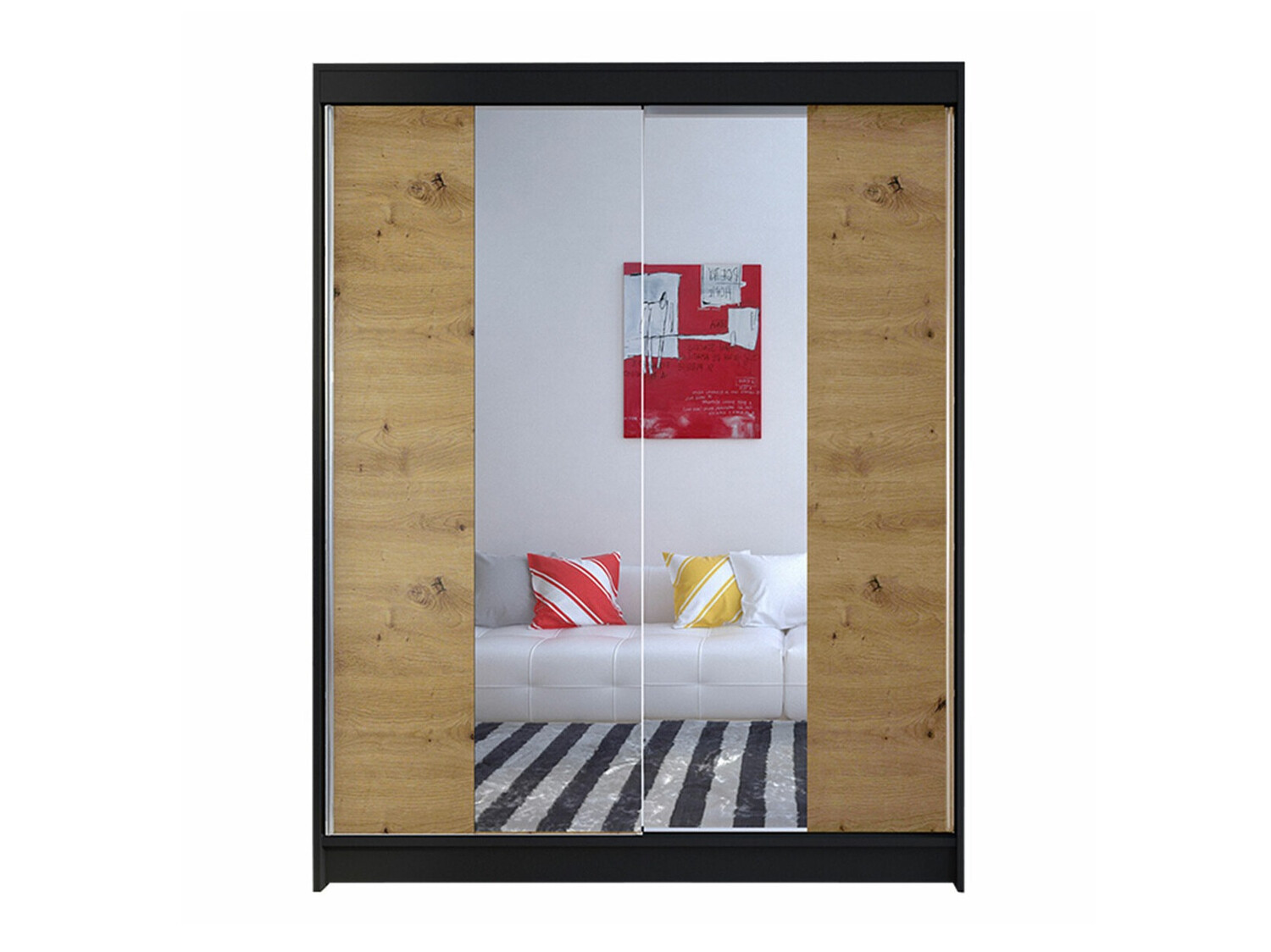 Gardróbszekrény Closico Vastor II (Fekete + Artisan tölgy)