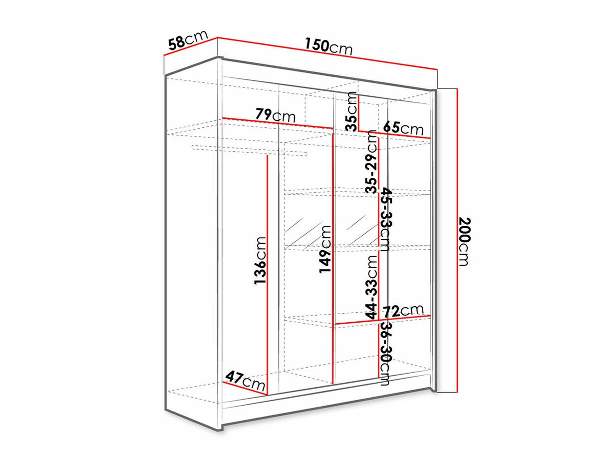 Gardróbszekrény Closico Vastor II (Fekete + Artisan tölgy)