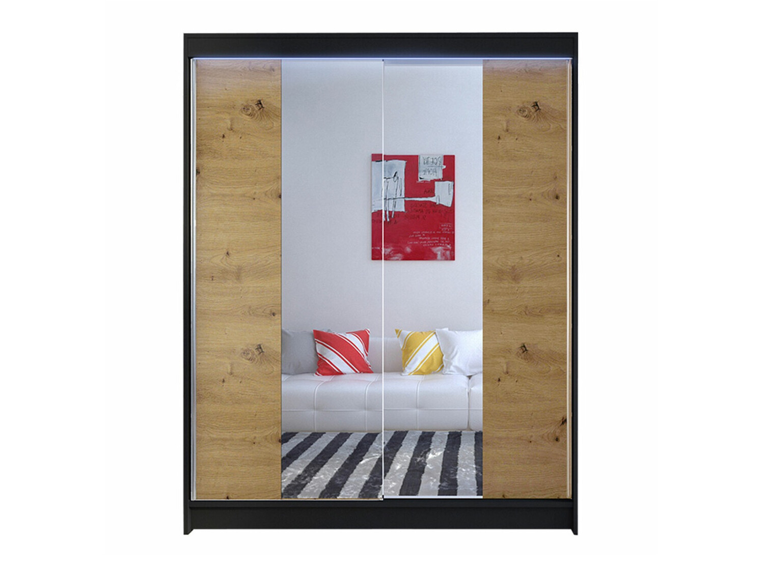 Gardróbszekrény Closico Vastor II (Fekete + Artisan tölgy)