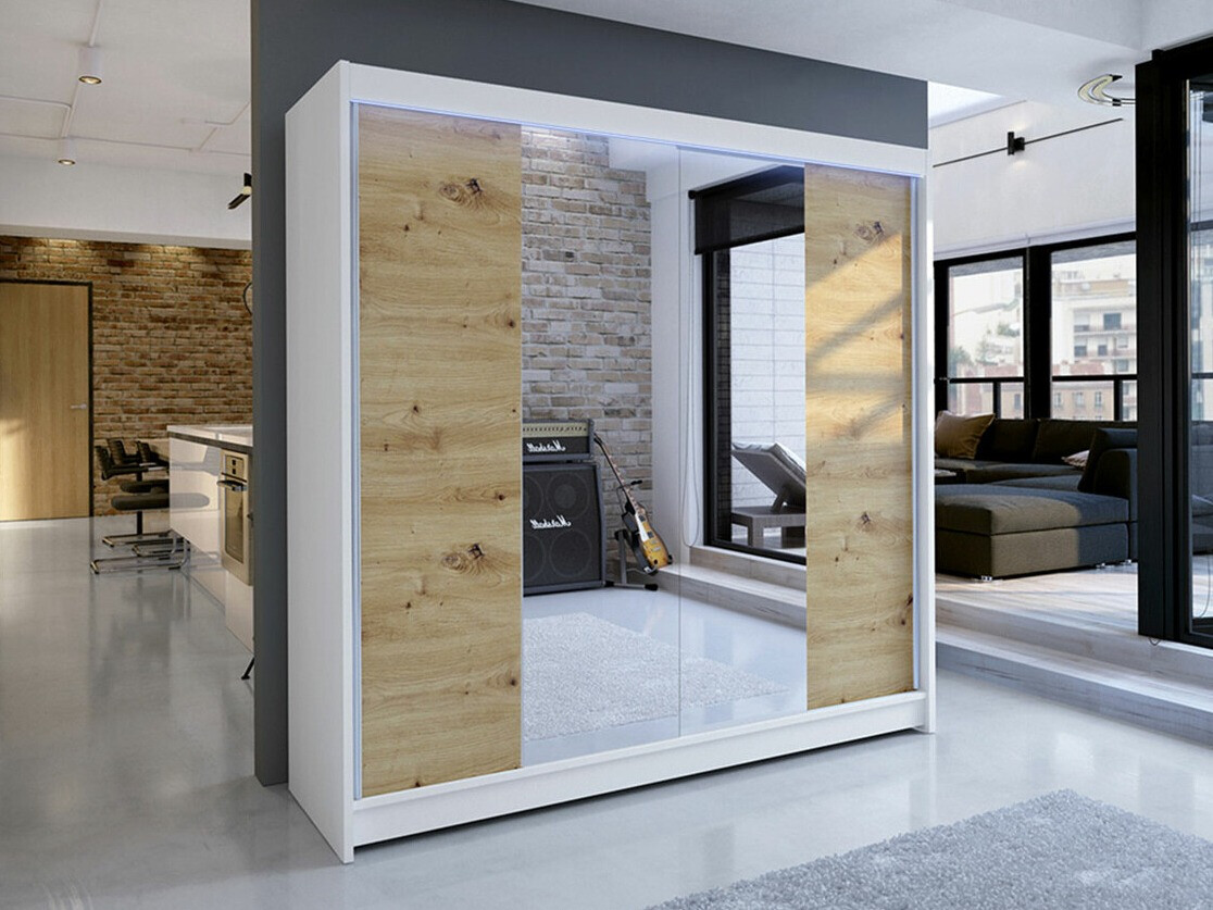 Gardróbszekrény Closico 138 (Fehér + Artisan tölgy)