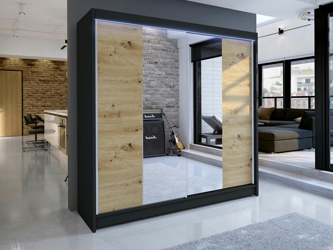 Gardróbszekrény Closico 138 (Fekete + Artisan tölgy)