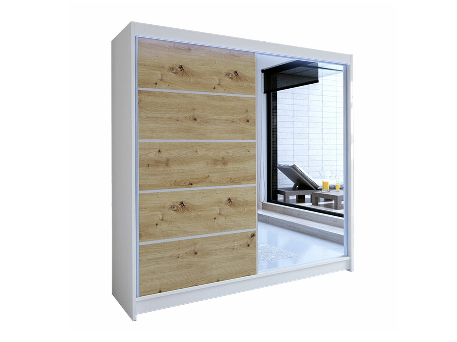 Gardróbszekrény Closico 142 (Fehér + Artisan tölgy)