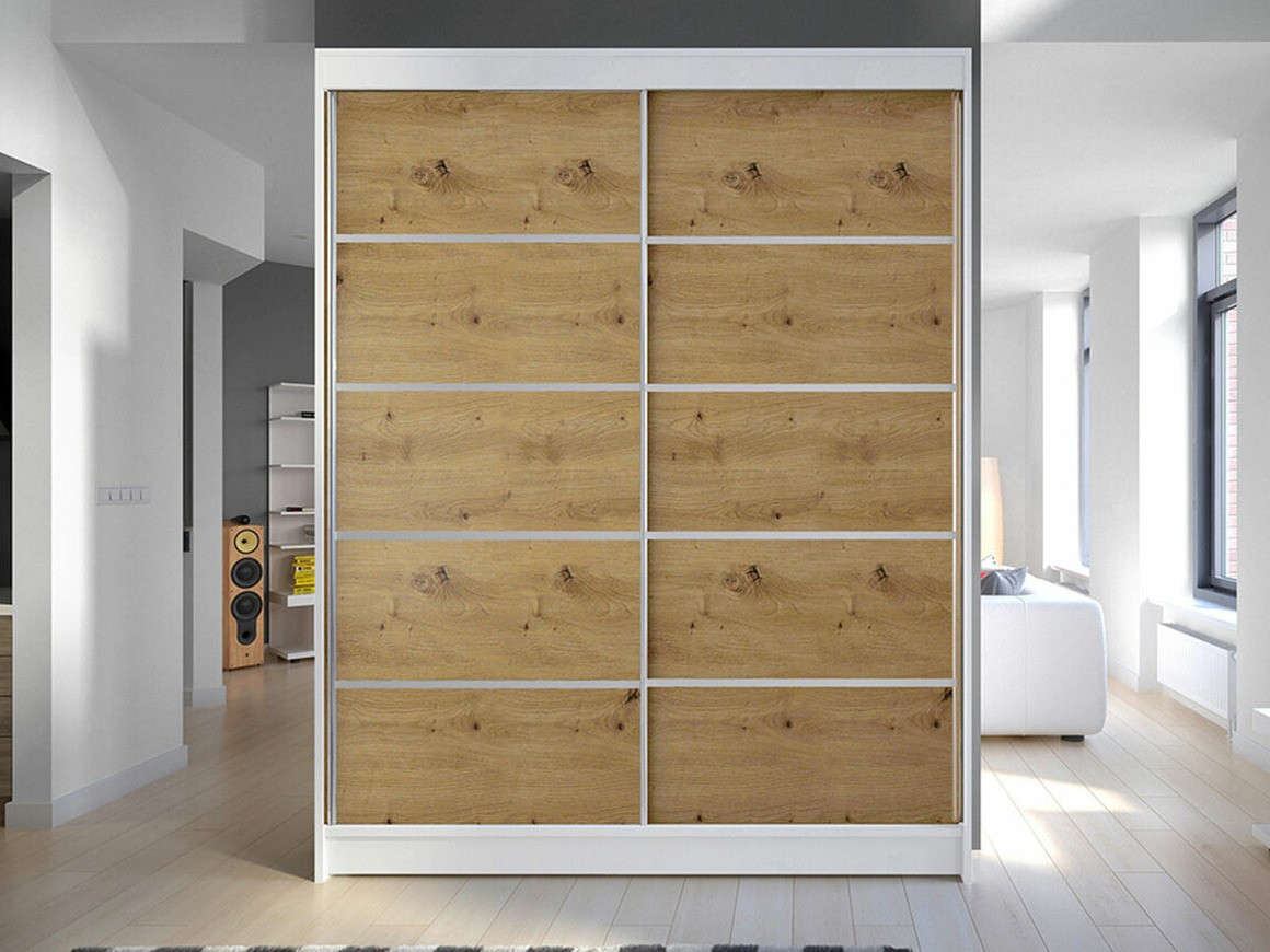 Gardróbszekrény Closico 145 (Fehér + Artisan tölgy)