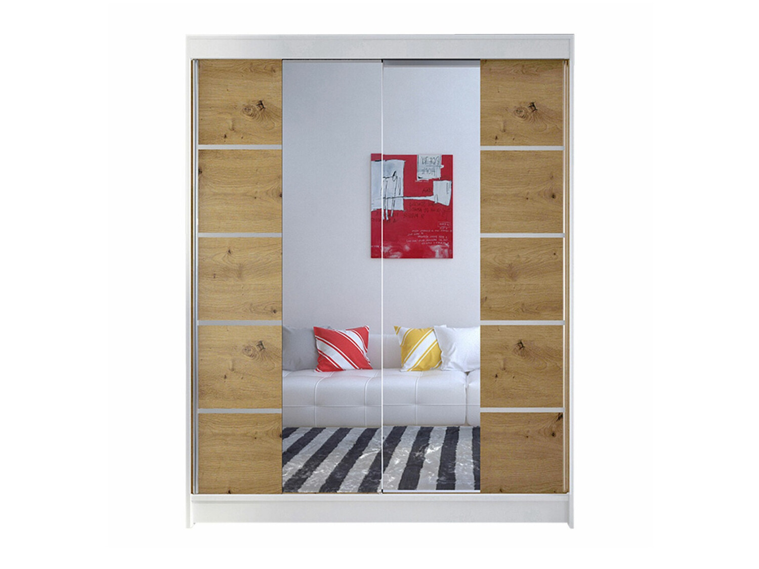 Gardróbszekrény Closico 146 (Fehér + Artisan tölgy)