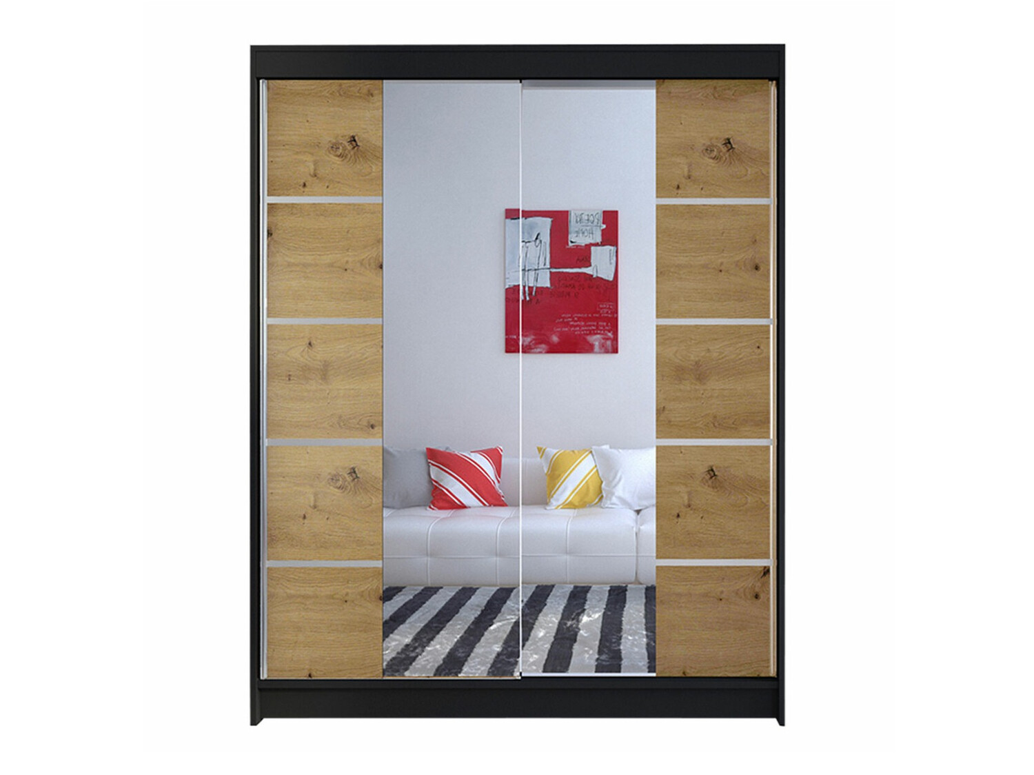 Gardróbszekrény Closico 146 (Fekete + Artisan tölgy)