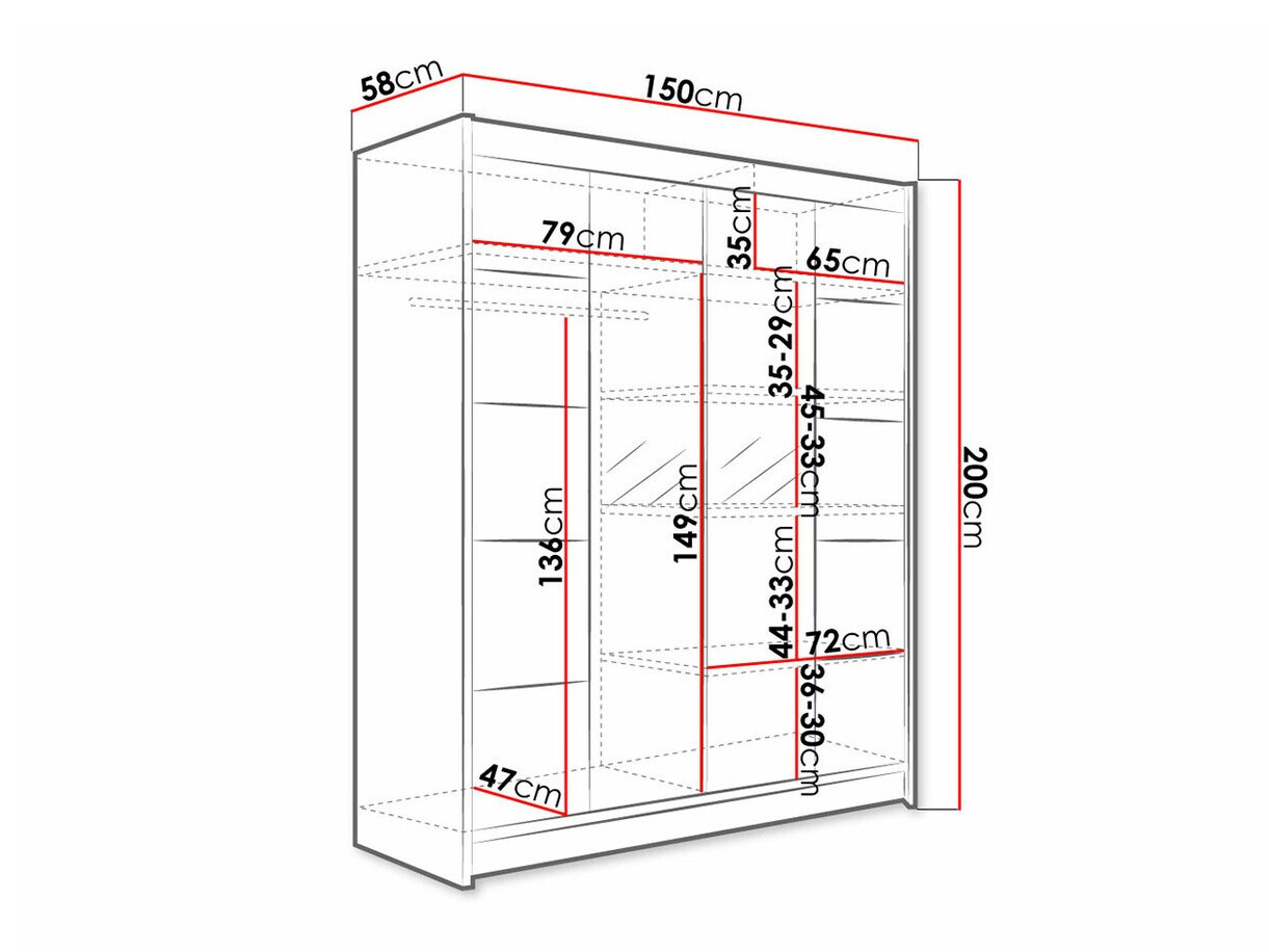 Gardróbszekrény Closico 146 (Fekete + Artisan tölgy)