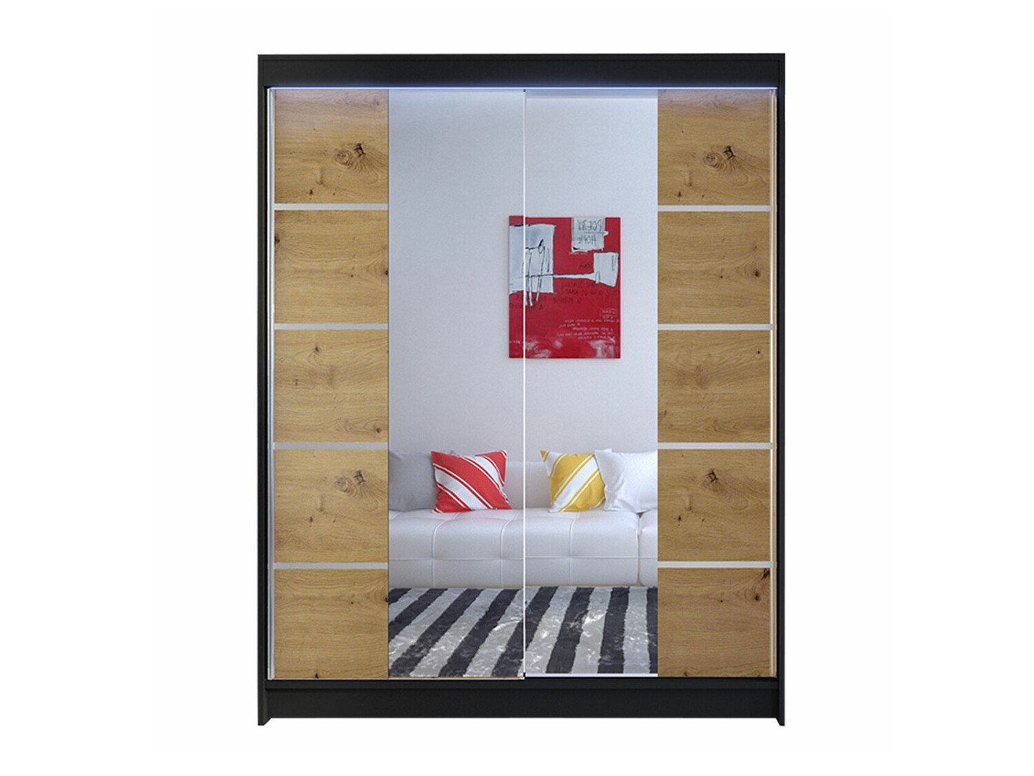 Gardróbszekrény Closico 146 (Fekete + Artisan tölgy)