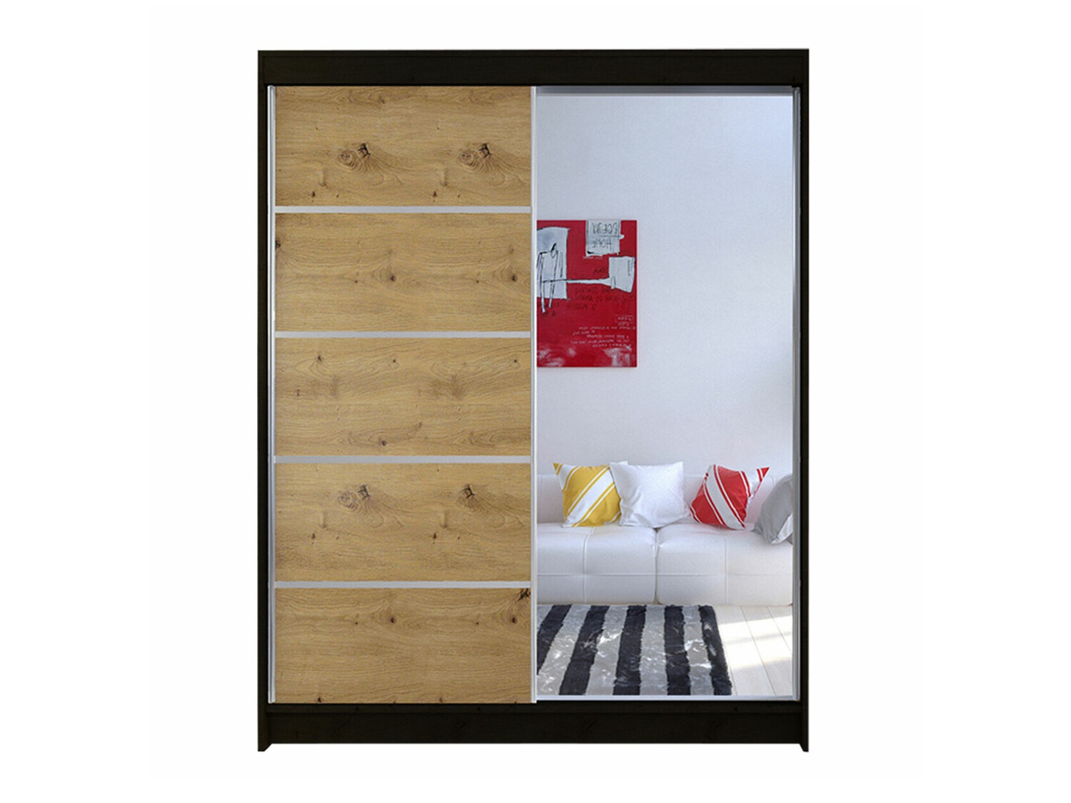 Gardróbszekrény Closico Vastor III (Fekete + Artisan tölgy)