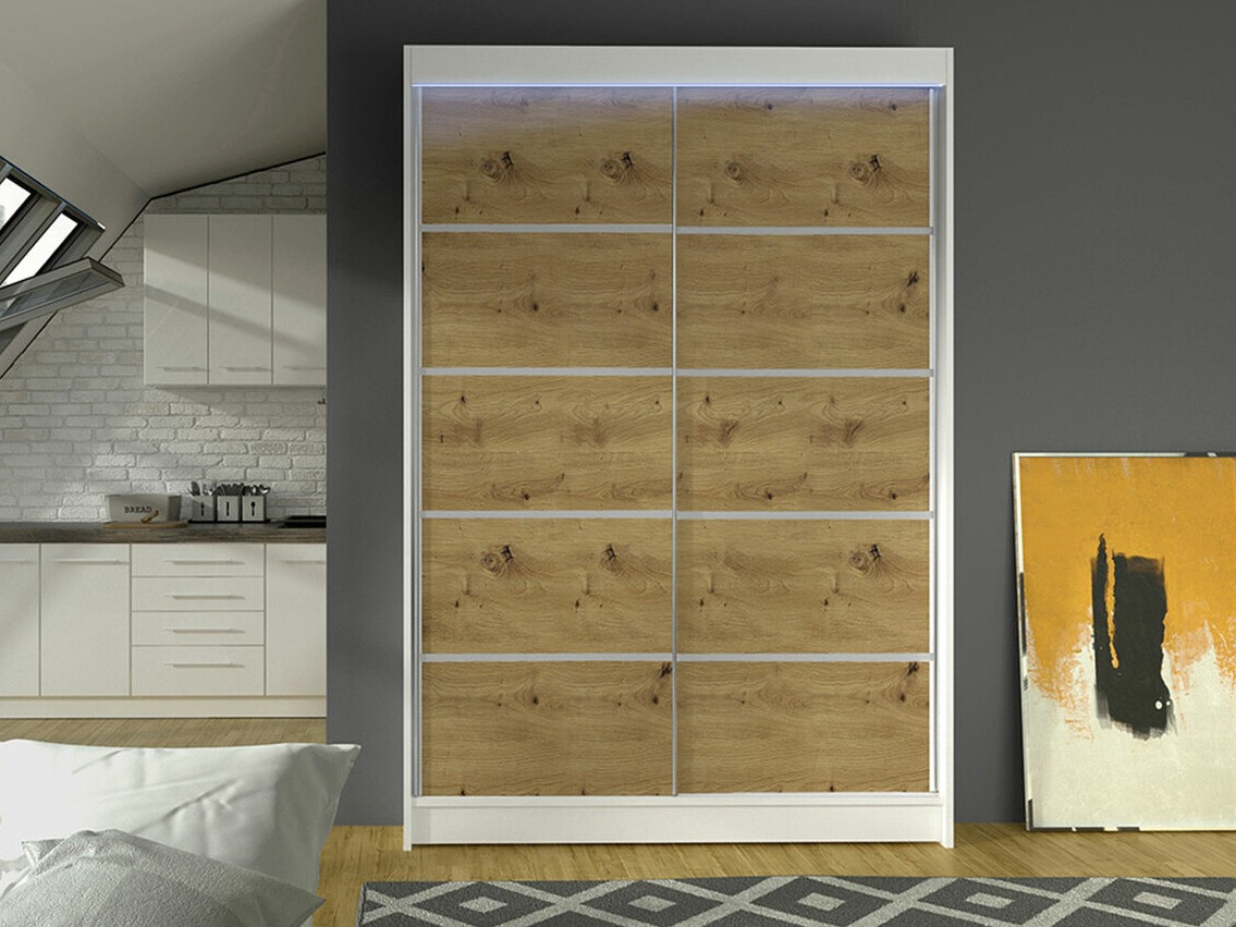 Gardróbszekrény Closico 150 (Fehér + Artisan tölgy)